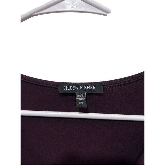 Eileen Fisher Plum Purple Drape Neck Y2K 3/4 sleeve Mini Dress Size XS Bratz - Picture 4 of 11